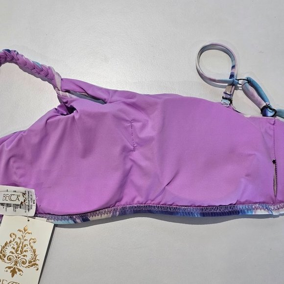 Becca Blue Agate Kimberly Asymmetrical Swim Bikini Top Size Medium - Picture 7 of 11